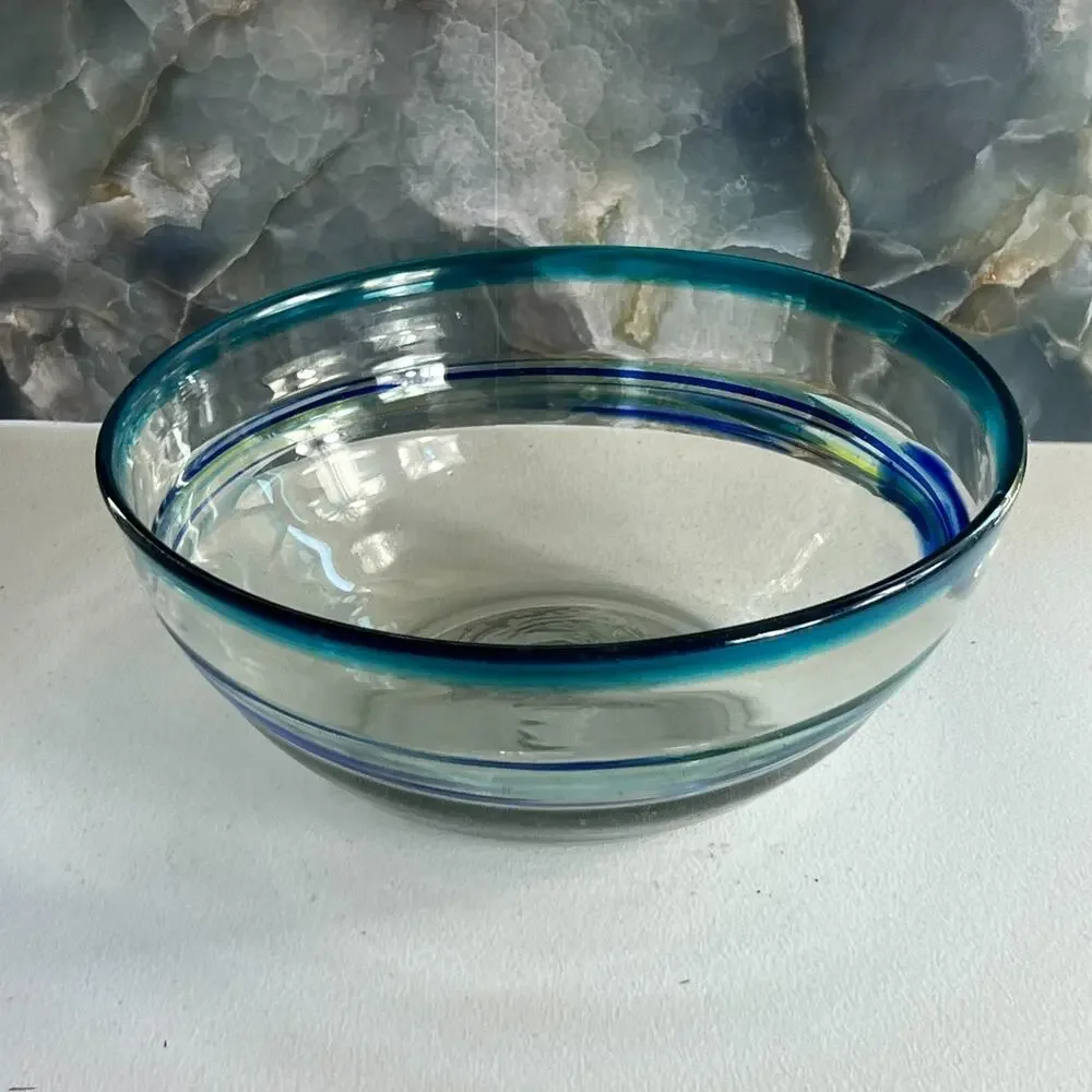 Mexican Hand Blown Art Large Bowl 4